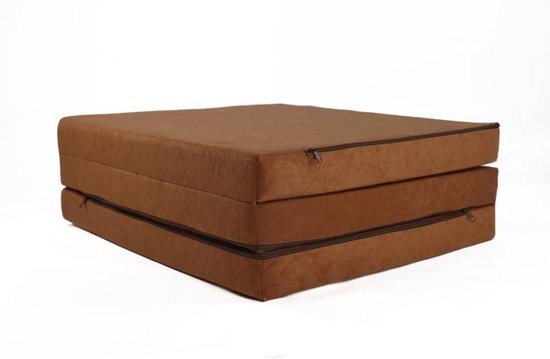 Vouwmatras - Gastenmatras - Kamperen en Reizen - Wasbaar Overtrek - 180 x 65 cm - Bruin