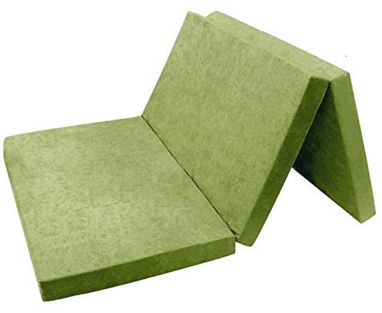 Vouwmatras Gastenmatras, lichtgroen, 195 x 120 x 8 cm, vouwmatras, overtrek wasbaar, 3-delig, campingbed, hoogwaardig, ruimtebesparend, schuimmatras, inklapbaar, opvouwbaar