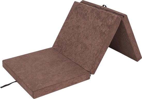 Vouwmatras - Gastenmatras Ligvlak - Ontspannen Buiten - Opvouwbaar Koffer Vorm - 195 x 80 cm - Lichtbruin