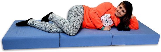 Vouwmatras - Gastenmatras Logeerbed - Comfortabel Slapen - Visco Elastisch Schuim - 195 x 75 x 15 cm - Blauw