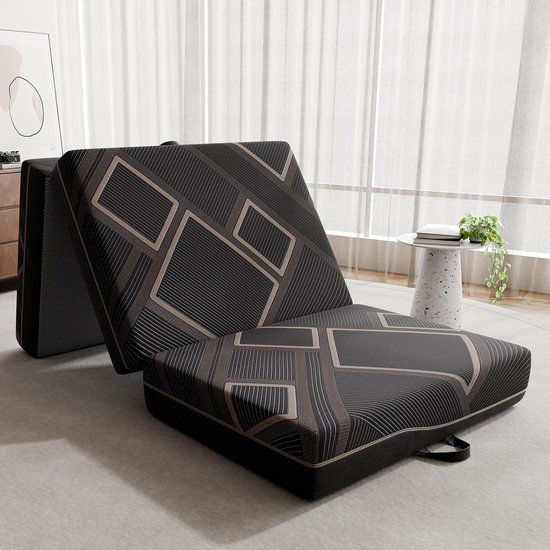 Vouwmatras - Gastenmatras Logeerbed - Comfortabel Slapen - Wasbaar Overtrek - 75 x 200 cm - Grijs