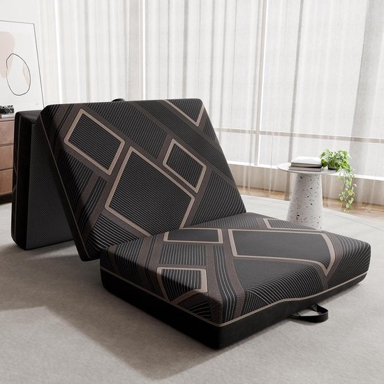 Vouwmatras - Gastenmatras Logeerbed - Comfortabel Slapen - Wasbaar Overtrek - 75x200x15 cm - Grijs