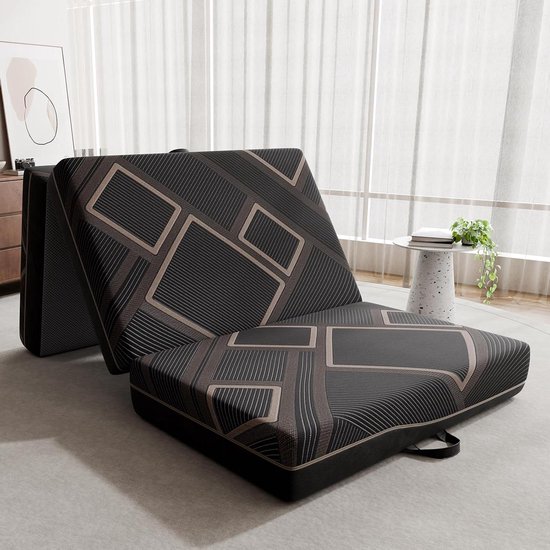 Vouwmatras - Gastenmatras Logeerbed - Comfortabel Slapen - Wasbaar Overtrek - 90x200x15 cm - Grijs