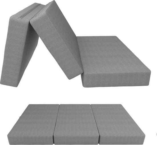 Vouwmatras - Gastenmatras Logeerbed - Kamperen en Logeren - OEKO-TEX Gecertificeerd - 80 x 195 x 15 cm - Grijs