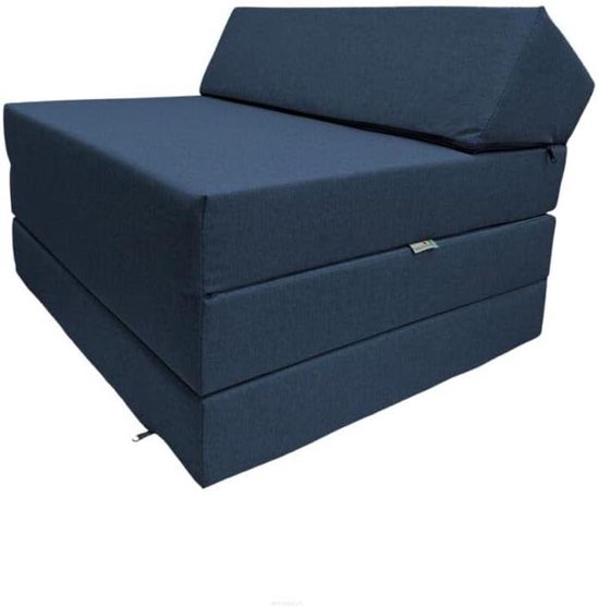 Vouwmatras - Gastenmatras logeerbed - Kamperen slapen - Waterafstotende hoes - 200 x 70 x 10 cm - Donker Blauw