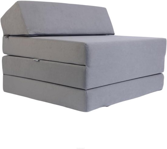 Vouwmatras - Gastenmatras - Logeren - Wasbare hoes - 200x70x10 cm - Lichtgrijs
