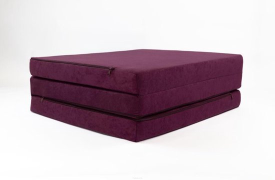 Vouwmatras Gastenmatras - Opvouwbaar Bed - Comfortabel Slapen - Orthopedisch Schuim - 195x60x9 cm - Paars