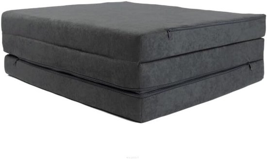 Vouwmatras Gastenmatras - Opvouwbaar Bed - Extra Slaapplek - Orthopedisch Schuim - 195x80x9cm - Grijs