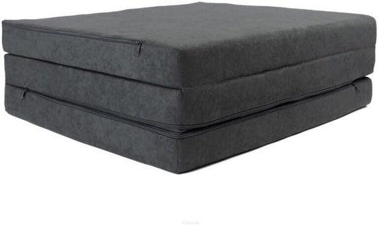 Vouwmatras Gastenmatras - Opvouwbaar Bed - Extra Slaapplek - Wasbare Overtrek - 195x80x9cm - Grijs