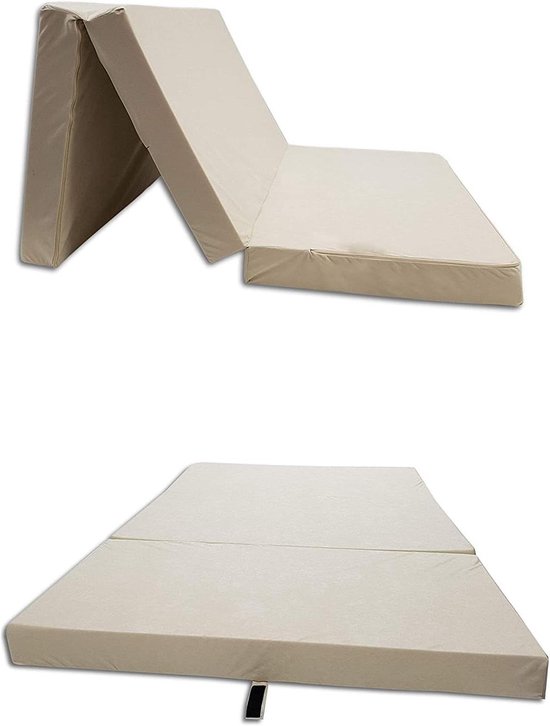 Vouwmatras - Gastenmatras Opvouwbaar - Comfortabel Slapen - Afneembare Hoes - 65 x 180 cm - Beige