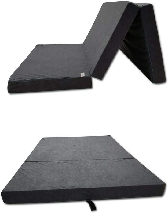 Vouwmatras - Gastenmatras Opvouwbaar - Comfortabel Slapen - Afneembare Hoes - 65 x 180 cm - Grijs