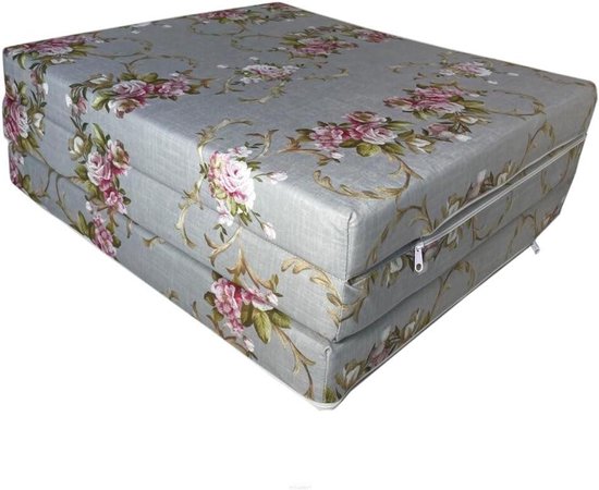 Vouwmatras - Gastenmatras Opvouwbaar - Logeren Kamperen - Wasbare Overtrek - 180x65x7 cm - Grijs