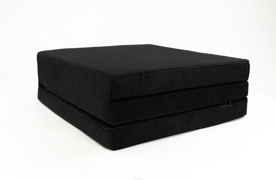 Vouwmatras Gastenmatras - Opvouwbare Slaapmat - Logeren en Reizen - Ruimtebesparend Inklapbaar - 195x60x9cm - Zwart