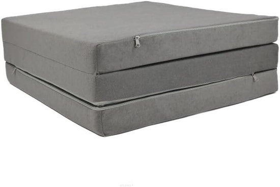 Vouwmatras - Gastenmatras Reismatras - Extra Slaapplek Creëren - Wasbare Overtrek - 180x65x7 cm - Lichtgrijs van Merkloos