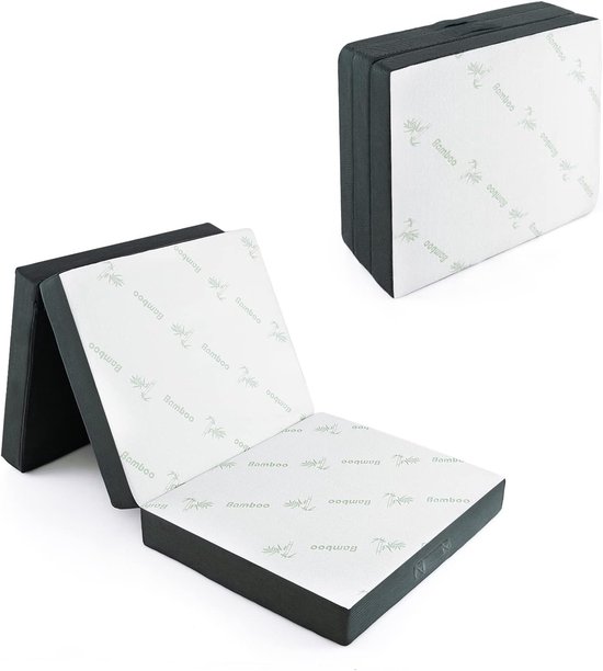 Vouwmatras - Gastenmatras Slaapmat - Logeren Kamperen - Hoge Dichtheid Spons - 193x80x10 cm - Grijs
