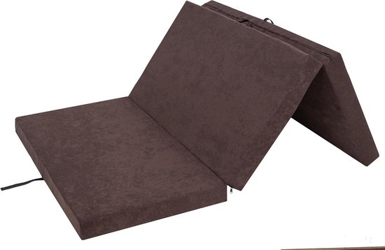 Vouwmatras Gastenmatras - Slaapplaats Ligvlak - Comfortabel Ontspannen - Afneembare Hoes - 200 x 120 cm - Donkerbruin