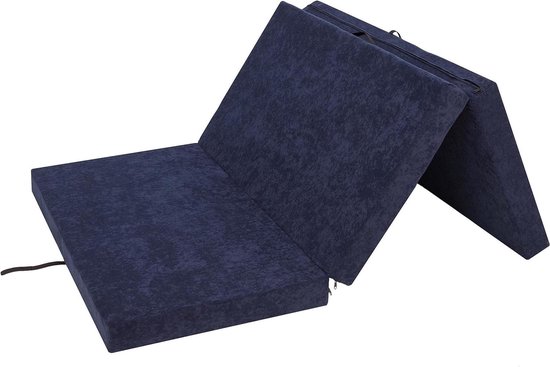 Vouwmatras Gastenmatras - Slaapplaats Ligvlak - Comfortabel Ontspannen - Afneembare Hoes - 200 x 120 cm - Marineblauw