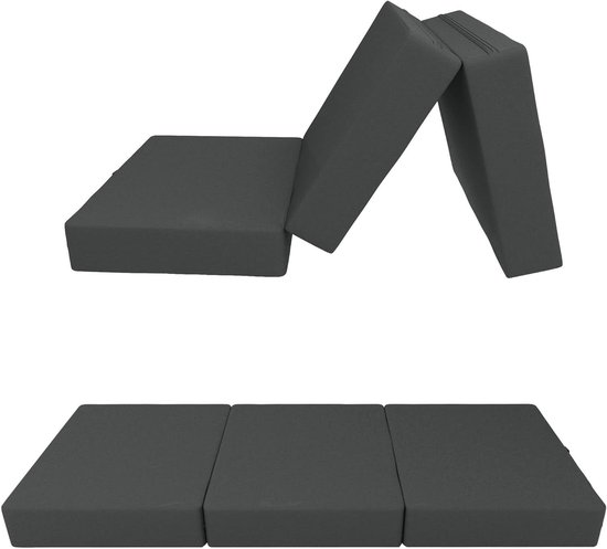 Vouwmatras - Gastmatras Campingmatras - Kamperen en Logeren - Waterdicht OEKO-TEX Certificaat - 80 x 195 x 15 cm - Antraciet
