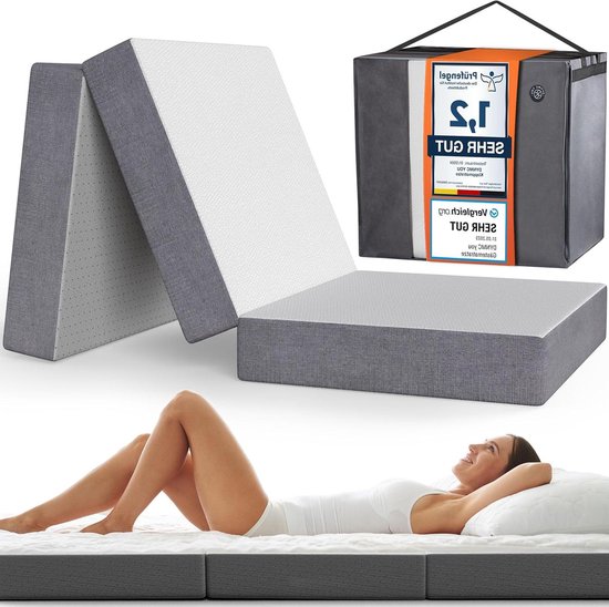 Vouwmatras gastmatras opvouwbaar medium hard H3 dik en praktisch vouwbed voor gasten van gemengde stof inclusief hoes - Vloermatras logeerbed opvouwbaar van Merkloos