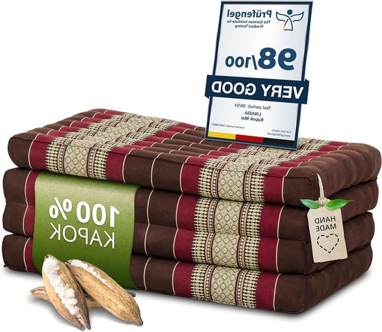 Vouwmatras Kapok - Gastenmatras Logematras - Ontspannen Kamperen - Natuurlijke Kapokvulling - 200 x 80 x 8 cm - Wijnrood