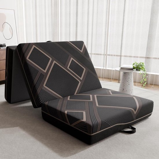 Vouwmatras - Logeerbed - Gasten Ontvangen - Wasbaar Overtrek - 75x200x15 CM - Grijs