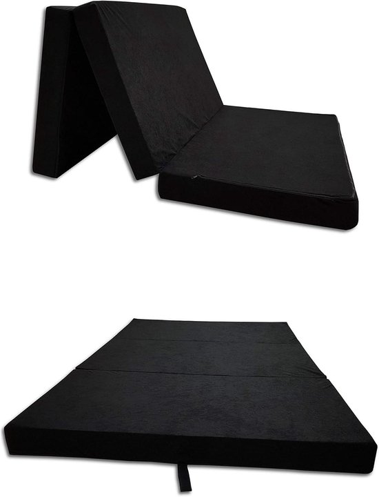 Vouwmatras - Opklapbed Logeerbed - Gasten Ontvangen - Afneembare Wasbare Hoes - 120 x 200 cm - Zwart