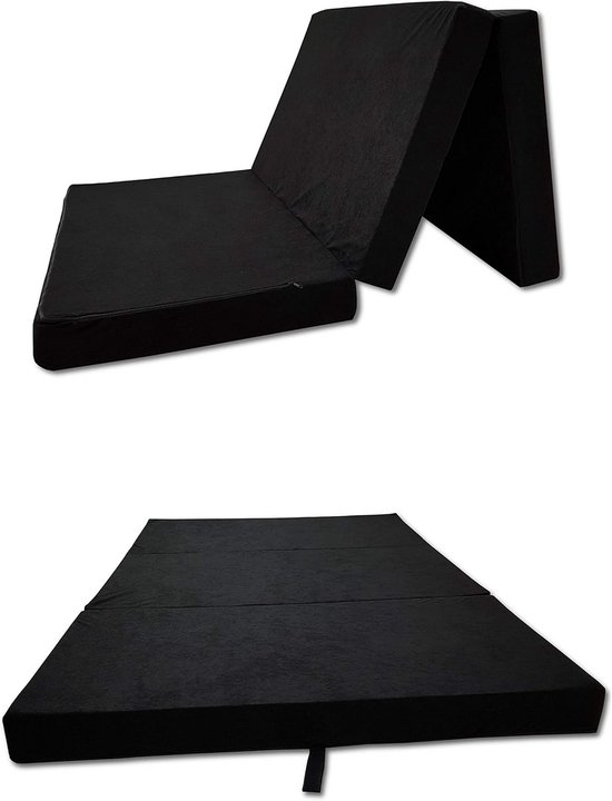 Vouwmatras Opklapbed - Logeerbed Matras - Gasten Ontvangen - Afneembare Hoes - 120 x 200 cm - Zwart