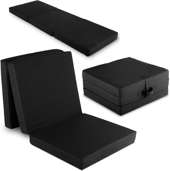 Vouwmatras - Opvouwbaar bed - Flexibele slaapplek - Compact opvouwbaar - 70x195x10cm - Zwart