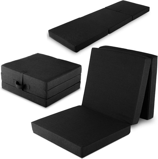 Vouwmatras - Opvouwbaar bed - Gasten ontvangen - Ruimtebesparend ontwerp - 70 x 195 cm - Zwart