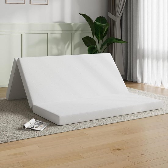 Vouwmatras - Opvouwbaar matras Bijbed - Logeren en slapen - 102 cm traagschuim - 120x190 cm - Wit