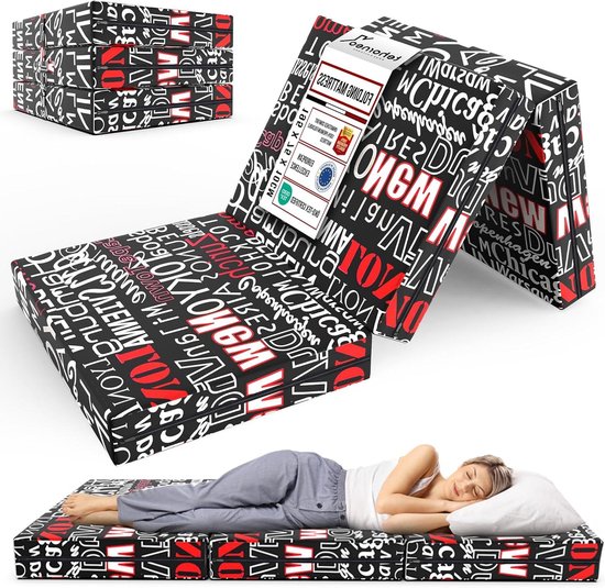 Vouwmatras - Opvouwbaar matras - Gastenbed - Hypoallergeen - 195x75x10 cm - Zwart van Merkloos