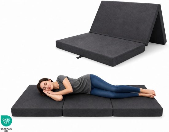 Vouwmatras - Opvouwbaar matras Gastenbed - Slapen in Auto - Oeko-Tex Gecertificeerd - 120x200 cm - Grijs