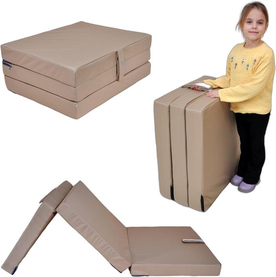 Vouwmatras - Opvouwbaar matras - Kamperen en reizen - Waterdichte bescherming - 200x80x10 cm - Beige