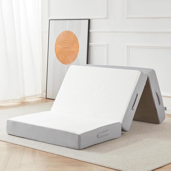 Vouwmatras - Opvouwbaar matras - Logeren en kamperen - 2-laags schuimontwerp - 6 inch - Wit van Merkloos