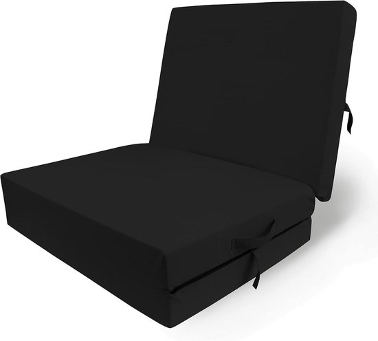 Vouwmatras Senior - Logeerbed Kruk - Extra Slaapplek - Wasbare Overtrek - 195x85x10 cm - Zwart