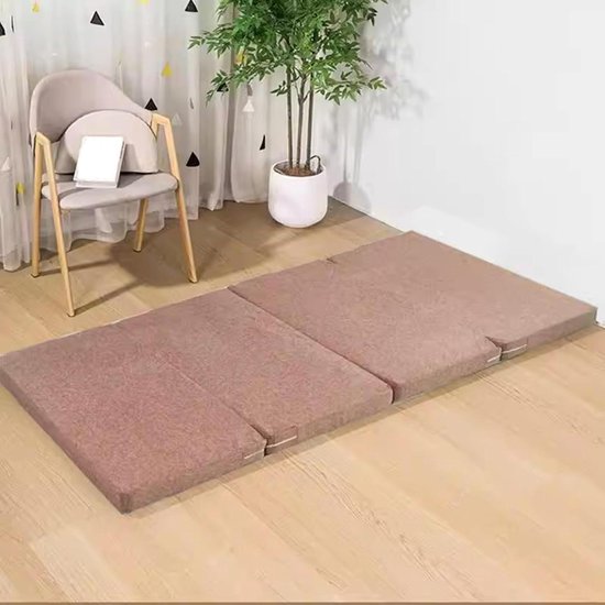 Vouwmatras Traagschuim - Gastenmatras Opvouwbaar - Kamperen en Logeren - Afneembare Hoes - 200x90x5cm - Lichtbruin