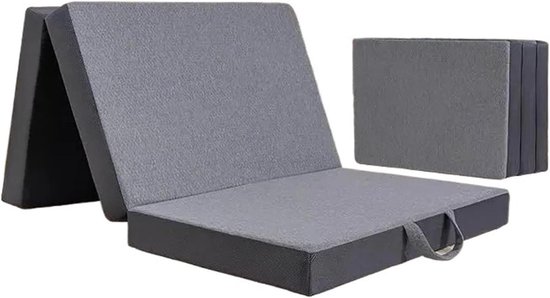 Vouwmatras Tweepersoons - Opvouwbaar Matras Gastenmatras - Comfortabel Slapen - Traagschuim Laag - 152 cm Dikte - Grijs