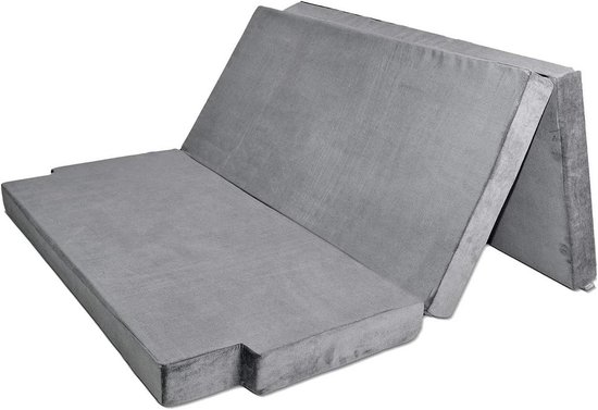 Vouwmatras Visco - Kampeermatras Busmatras - Comfortabel Slapen Onderweg - Thermo-elastisch Schuim - 185 x 144 x 10 cm - Donkergrijs van Merkloos