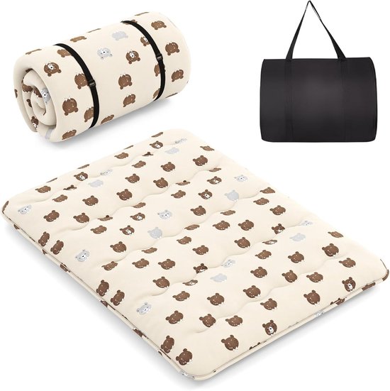 Vouwmatras voor Binnen en Buiten, Draagbare Japanse Futon met Afneembare Overtrek - 90 x 200 cm, Koffiebruin van EvergreenWeb