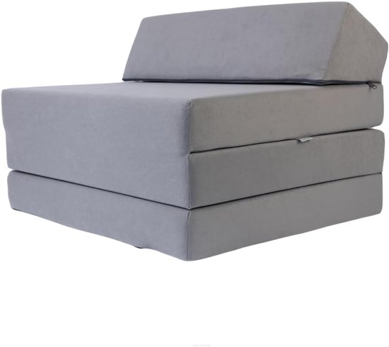 Vouwmattress - Gastenmatras Extra Bed - Comfortabel Slapen - Wasbare Hoes - 200 x 70 cm - Lichtgrijs