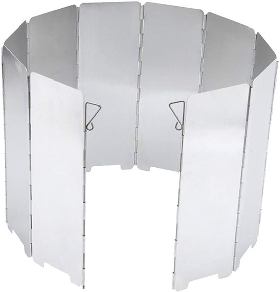Vouwplaat Gasfornuis - Windscherm Outdoor - Kamperen en BBQ - Opvouwbaar Lichtgewicht - 10 Stuks - Zilverkleurig