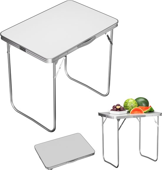 Vouwtafel 80 x 60 cm aluminium, draagbare opvouwbare tafel voor binnen en buiten, picknicktafel, bureau voor thuiswerken, marktkraam tafel