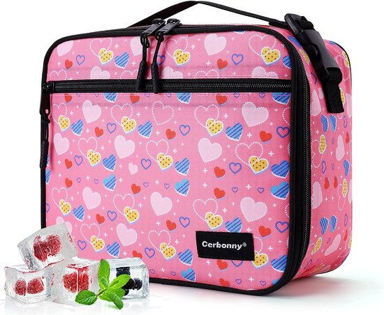 Vriesbare lunchtas, koelere lunchbox, kleine lunchbox met afneembare gelpakketten voor school/werk/reizen, zwarte lunchbox, koeltas met ritsen, kleine geïsoleerde tas, lunchkoeltas voor kinderen volwassenen van FlowFly