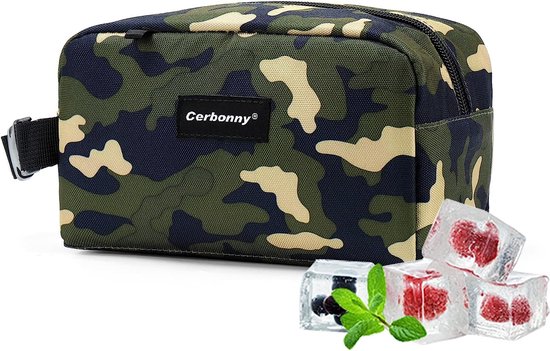 Vriesbare lunchtas, vriesbare snacktas, mini-koeltas voor reizen/werk/school, kleine geïsoleerde tas, kleine koelbox met ijspakketten, geïsoleerde snackzak, vriesbare snackbox met handvat gesp van Pakbtn