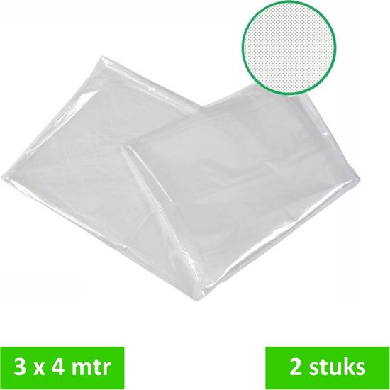 Vrijbuiter grondzeil geperforeerd - 3 x 4 meter - bescherming grondzeil tent - microperforatie - wegwerp - transparant - VOORDEELPACK 2 STUKS van Vrijbuiter