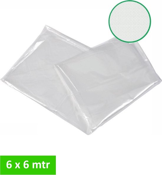 Vrijbuiter grondzeil geperforeerd - 6 x 6 meter - bescherming van grondzeil tent - microperforatie - wegwerp - transparant van Vrijbuiter