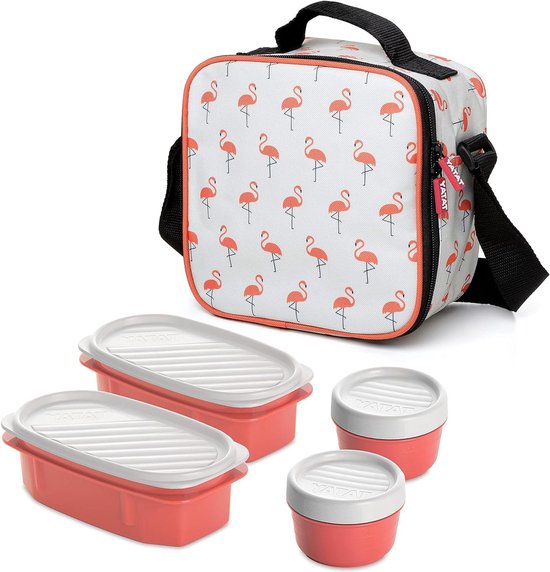 Vrijetijdskoeltas met luchtdichte doekjes - 3 liter inhoud - Flamingo print - Afmetingen 22.5 x 10 x 22 cm van The Friendly Swede