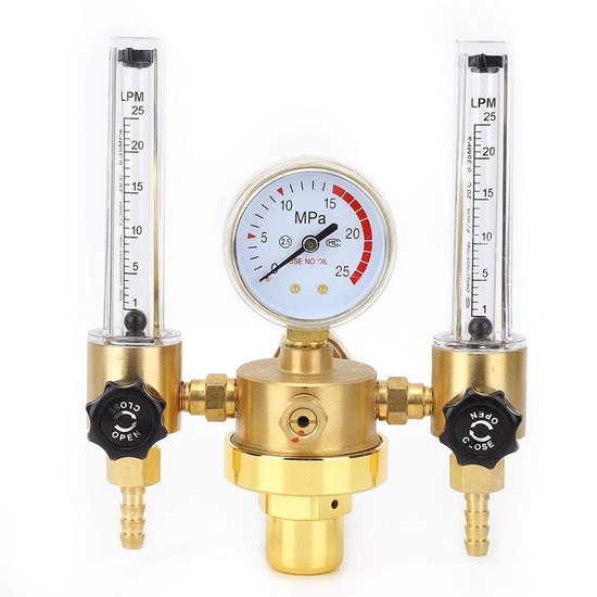 Vt products - Dubbele Uitgang Argon Regulator - Gas Drukregelaar - Duurzaam en Betrouwbaar - 5/8 Binnendraad - Lassen en Snijden - Geschikt voor Profe van Merkloos
