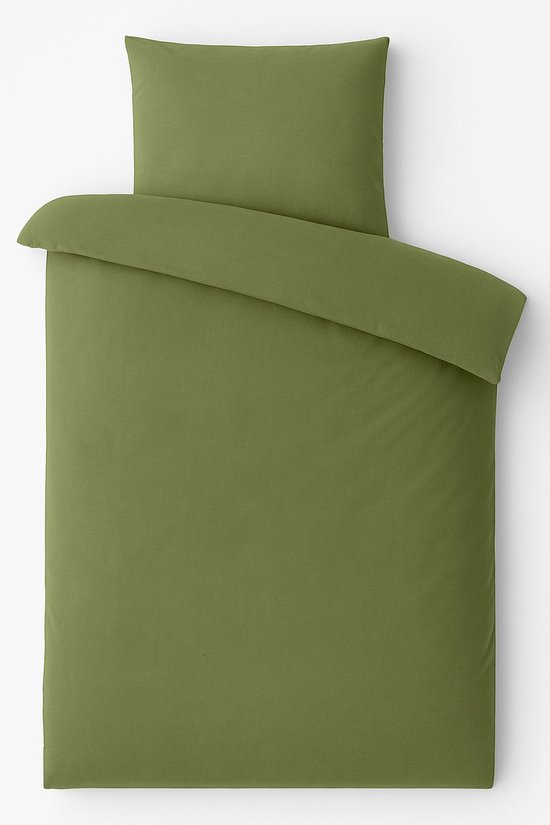 Vtwonen - Duo dekbedovertrek - Eenpersoons - 140x200/220cm - Olijfgroen van Merkloos