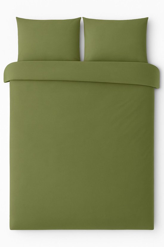 Vtwonen - Duo dekbedovertrek - Lits-Jumeaux - 240x200/220cm - Olijfgroen van Merkloos